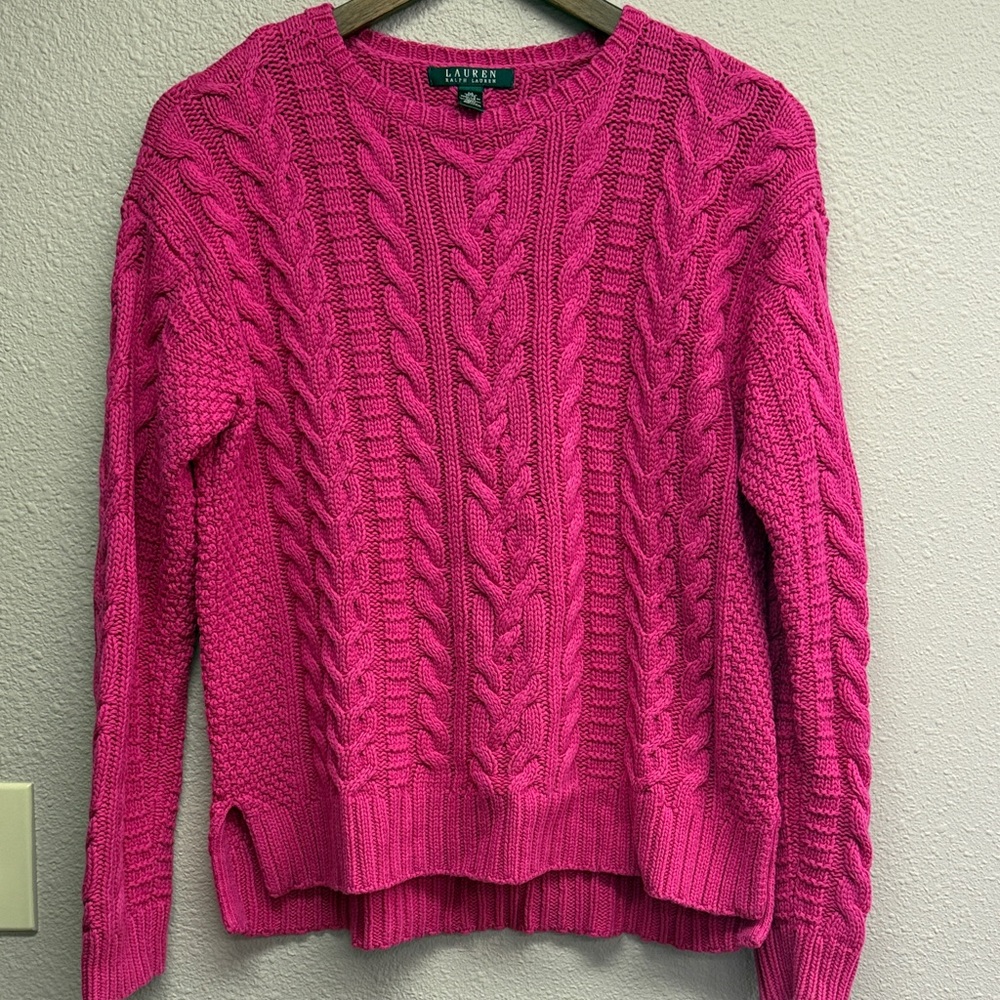 Polo by Ralph Lauren Fuchsia Cable Knit Sweater